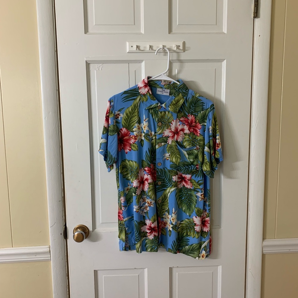 Princess cruises Men's Tropical Floral Button-Down Shirt in Sky Blue